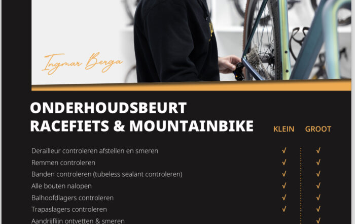 Onderhoud racefiets gravelfiets of mtb bij Bergasports in dedemsvaart